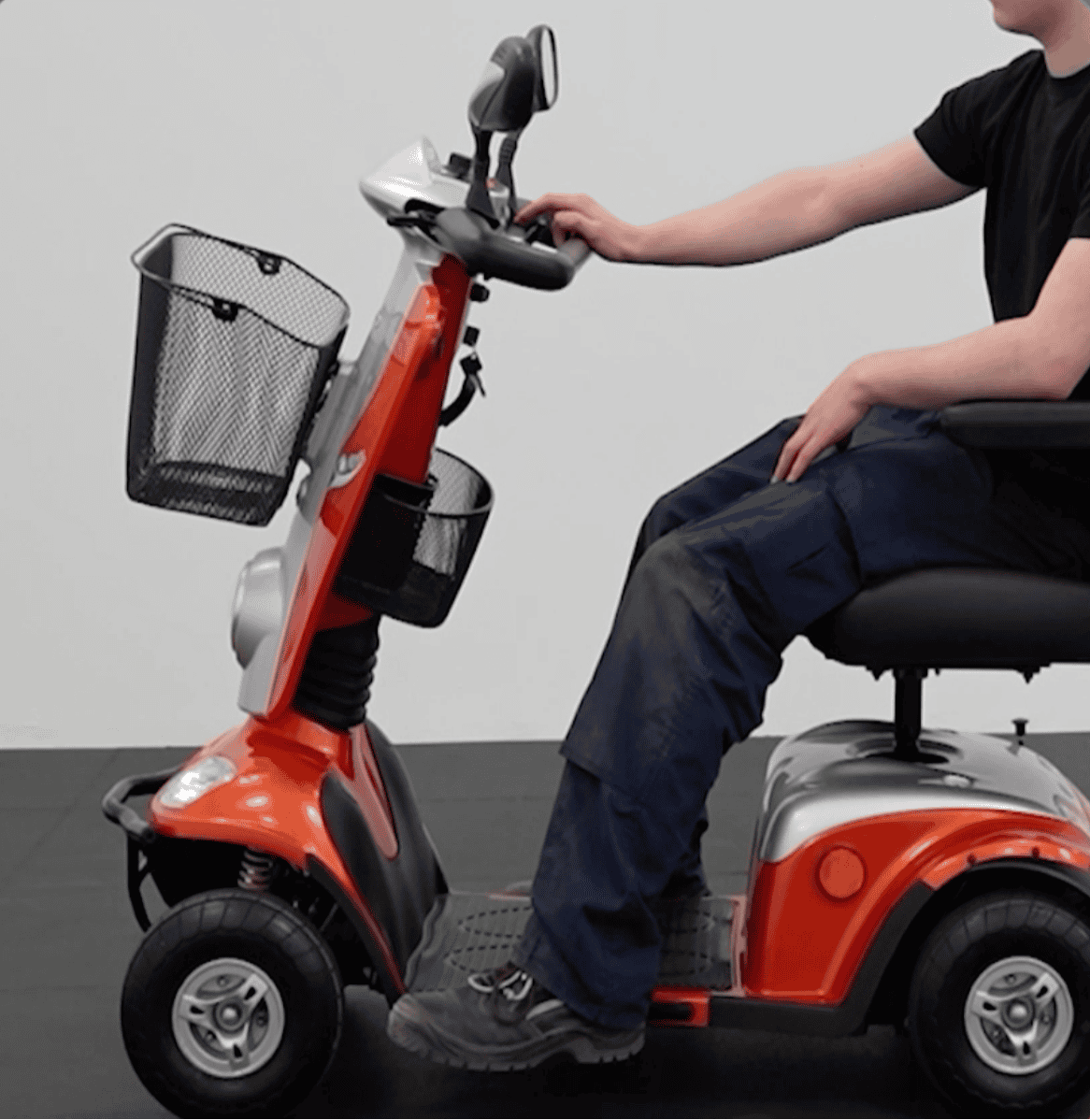 Person sitting on a mobility scooter
