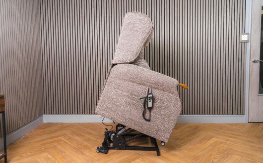 Side facing view of recliner elevated