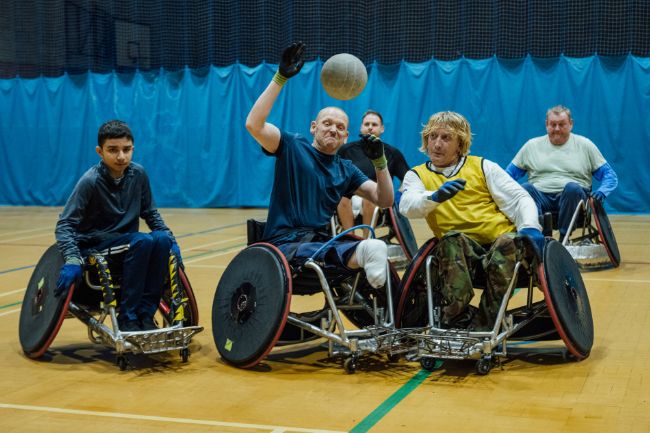 Group playing wheelchair rugby