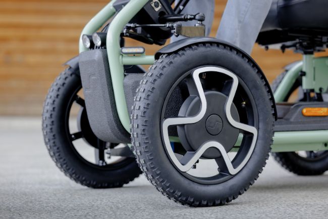 Close up of S700 mobility scooter tyres.
